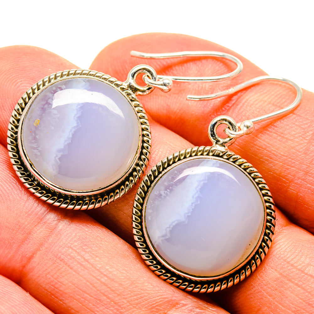 Blue Lace Agate Earrings handcrafted by Ana Silver Co - EARR416089