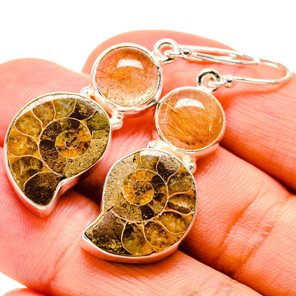 Ammonite Fossil Earrings handcrafted by Ana Silver Co - EARR416092