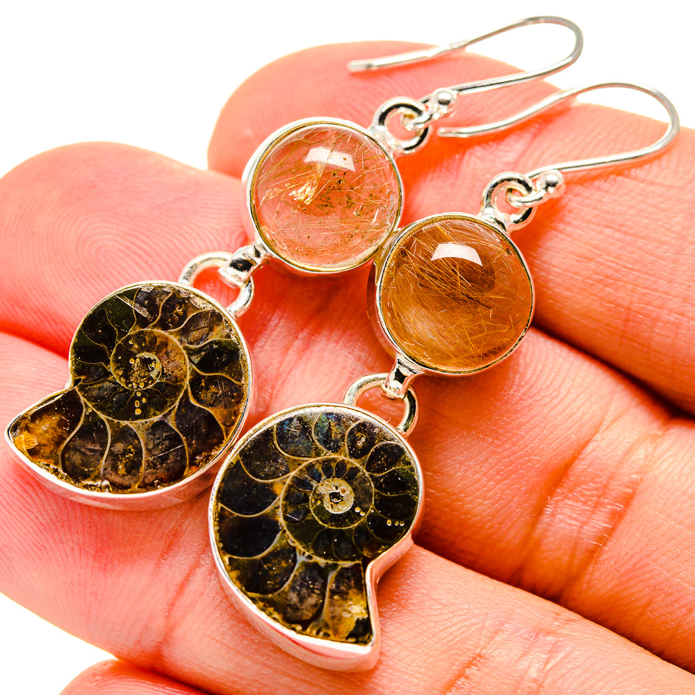 Ammonite Fossil Earrings handcrafted by Ana Silver Co - EARR416094