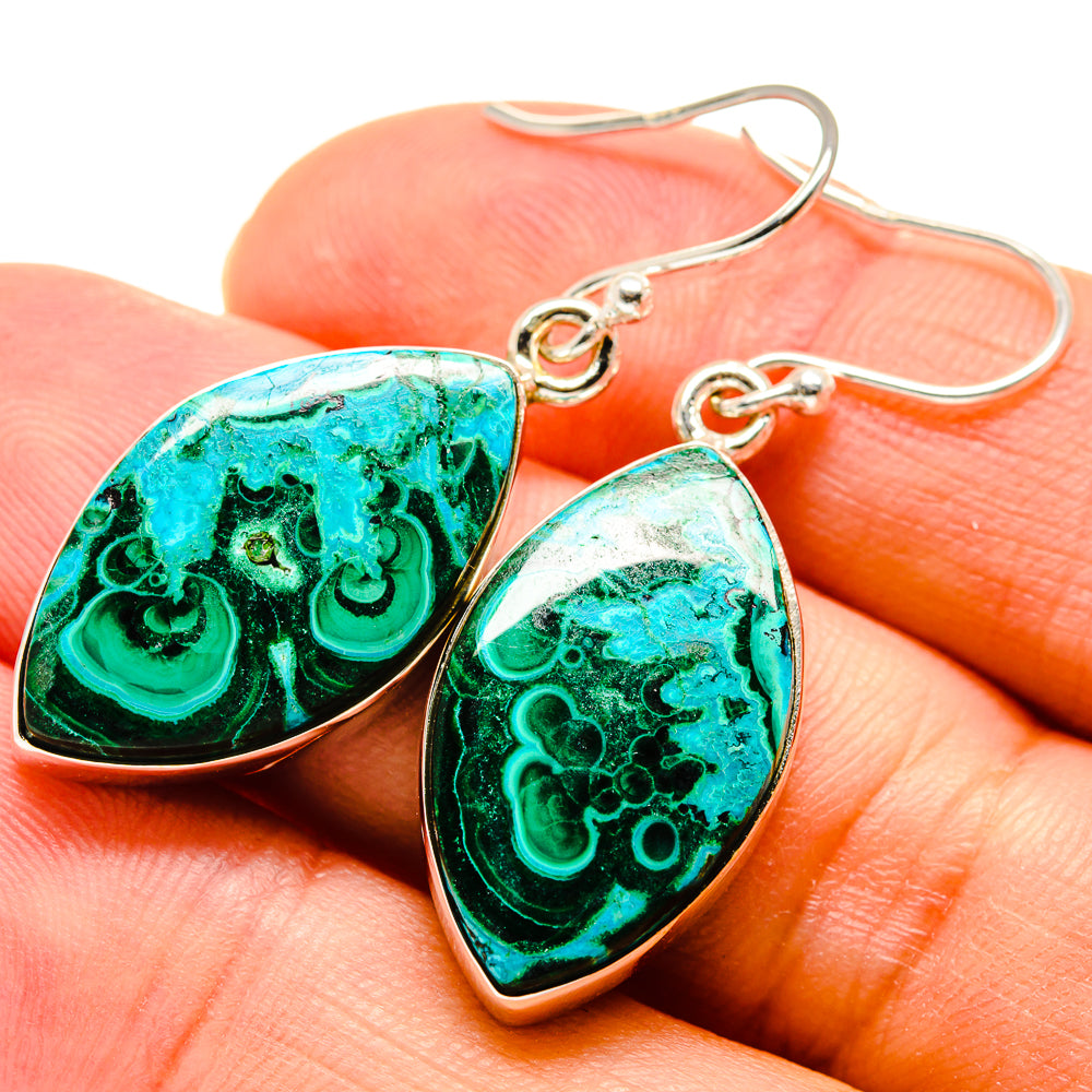 Malachite In Chrysocolla Earrings handcrafted by Ana Silver Co - EARR416096