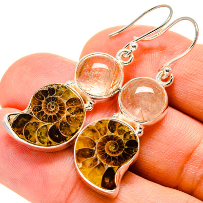 Ammonite Fossil Earrings handcrafted by Ana Silver Co - EARR416109