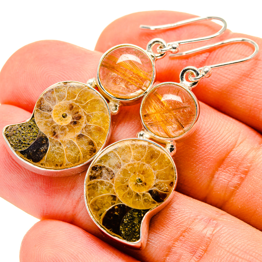 Ammonite Fossil Earrings handcrafted by Ana Silver Co - EARR416128