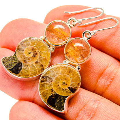 Ammonite Fossil Earrings handcrafted by Ana Silver Co - EARR416128