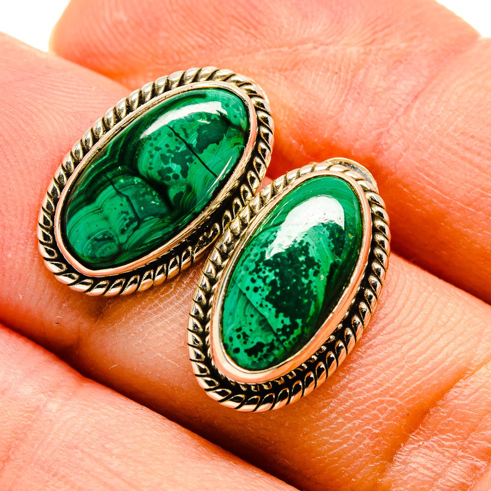 Malachite Earrings handcrafted by Ana Silver Co - EARR416137