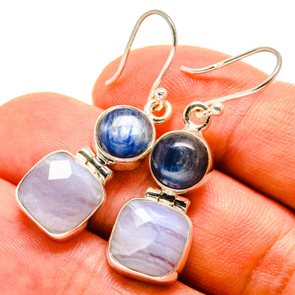 Blue Lace Agate Earrings handcrafted by Ana Silver Co - EARR416148