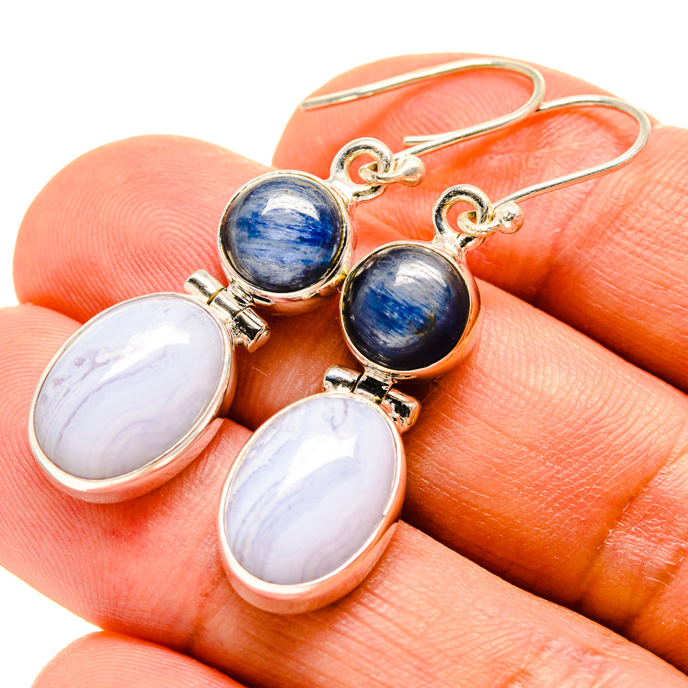 Blue Lace Agate Earrings handcrafted by Ana Silver Co - EARR416157