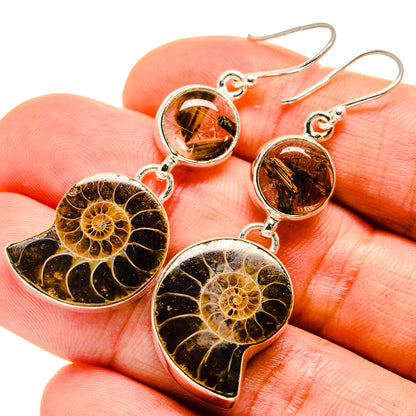 Ammonite Fossil Earrings handcrafted by Ana Silver Co - EARR416172
