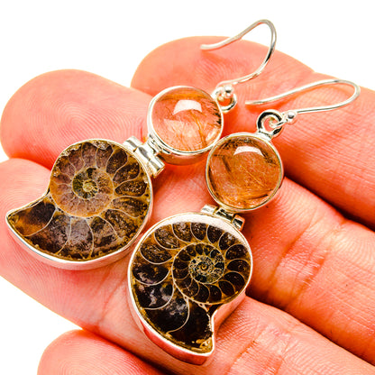 Ammonite Fossil Earrings handcrafted by Ana Silver Co - EARR416174