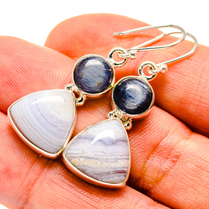Blue Lace Agate Earrings handcrafted by Ana Silver Co - EARR416180
