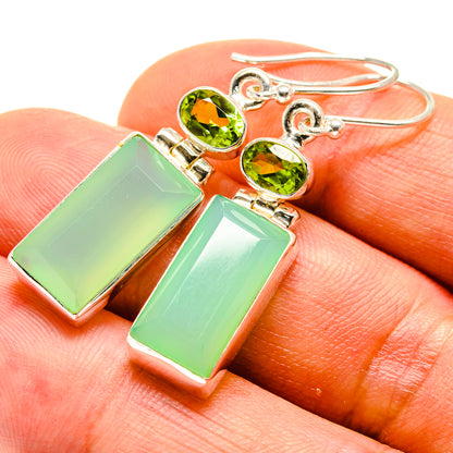 Aqua Chalcedony Earrings handcrafted by Ana Silver Co - EARR416189