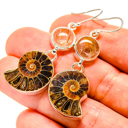 Ammonite Fossil Earrings handcrafted by Ana Silver Co - EARR416190