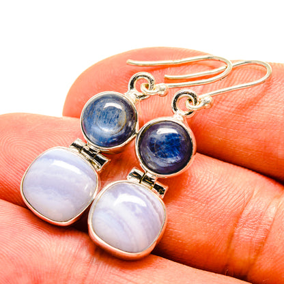 Blue Lace Agate Earrings handcrafted by Ana Silver Co - EARR416223