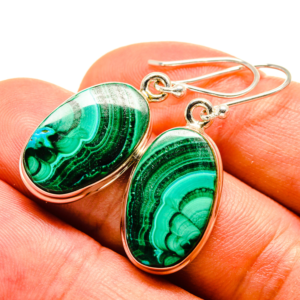 Malachite In Chrysocolla Earrings handcrafted by Ana Silver Co - EARR416228