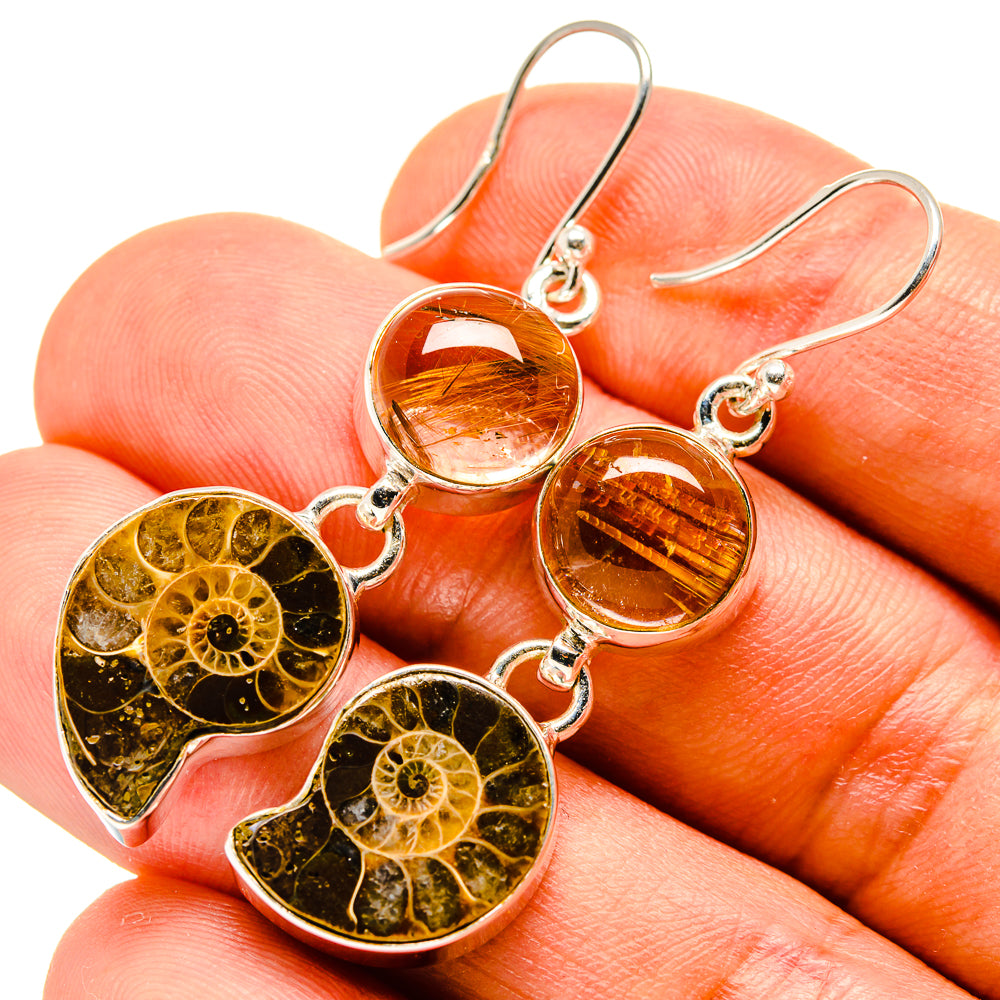 Ammonite Fossil Earrings handcrafted by Ana Silver Co - EARR416229