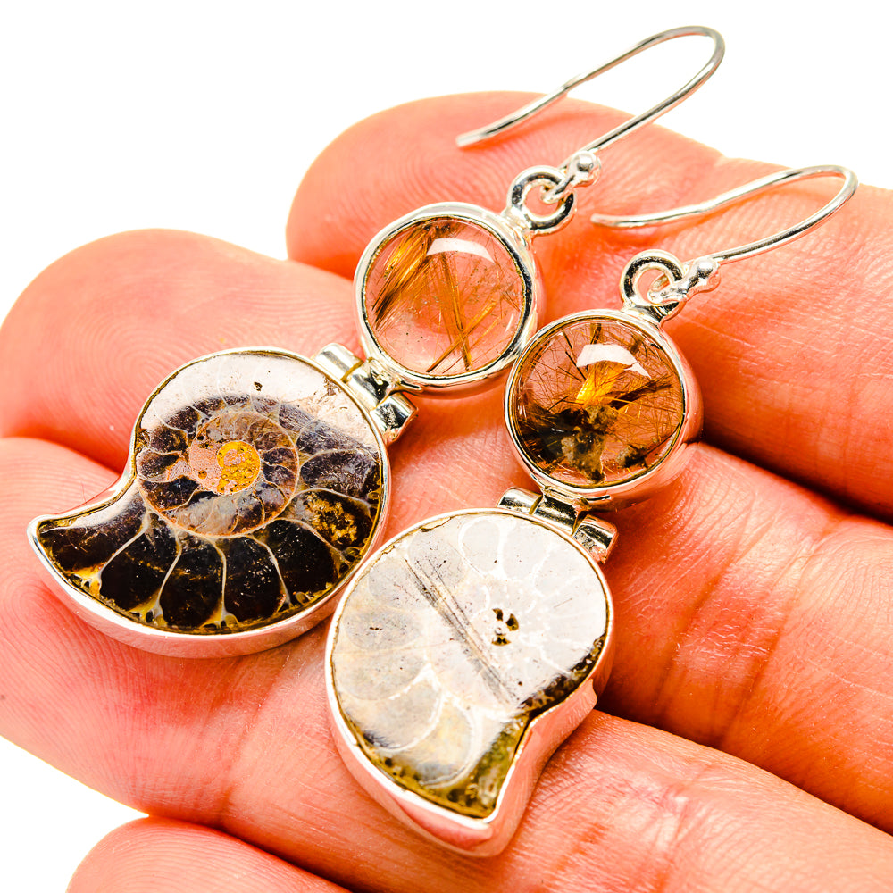 Ammonite Fossil Earrings handcrafted by Ana Silver Co - EARR416245