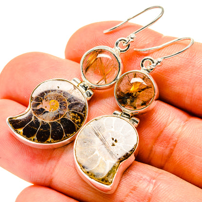 Ammonite Fossil Earrings handcrafted by Ana Silver Co - EARR416245