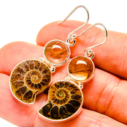 Ammonite Fossil Earrings handcrafted by Ana Silver Co - EARR416251