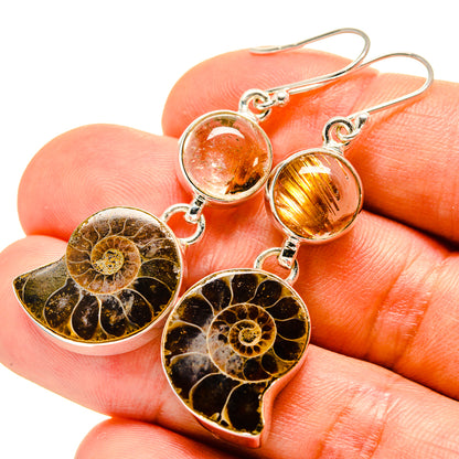 Ammonite Fossil Earrings handcrafted by Ana Silver Co - EARR416255