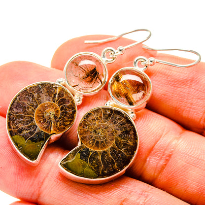 Ammonite Fossil Earrings handcrafted by Ana Silver Co - EARR416259