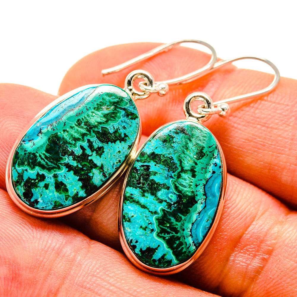 Malachite In Chrysocolla Earrings handcrafted by Ana Silver Co - EARR416267