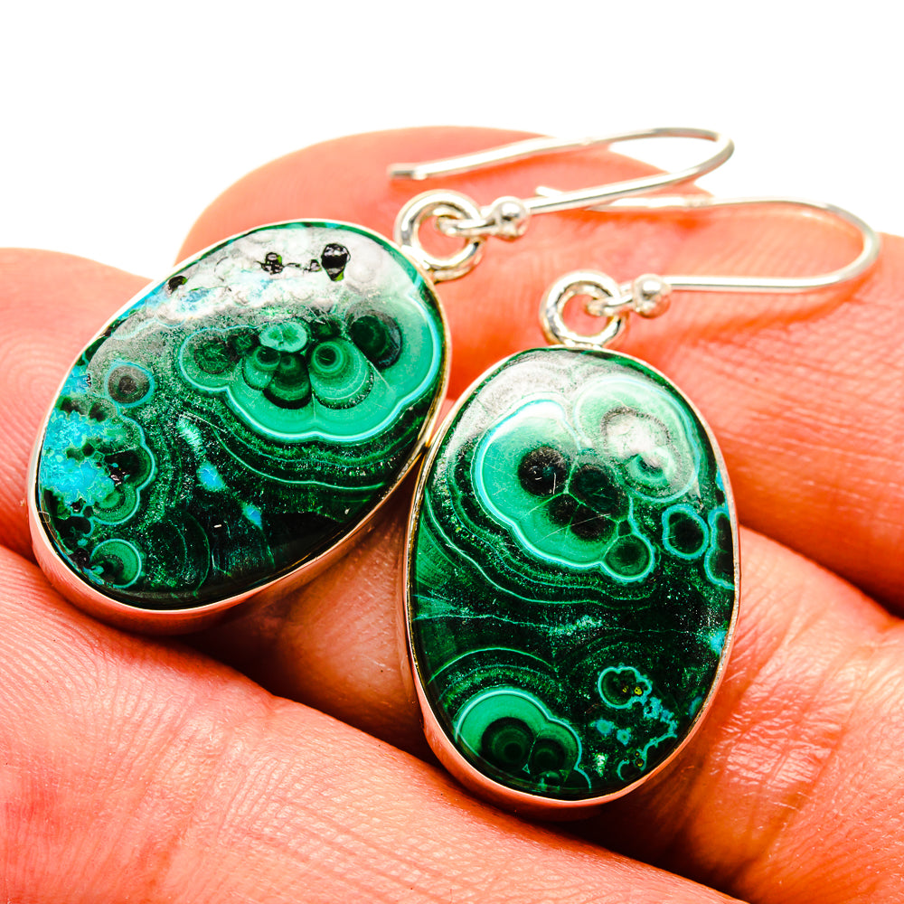 Malachite In Chrysocolla Earrings handcrafted by Ana Silver Co - EARR416272