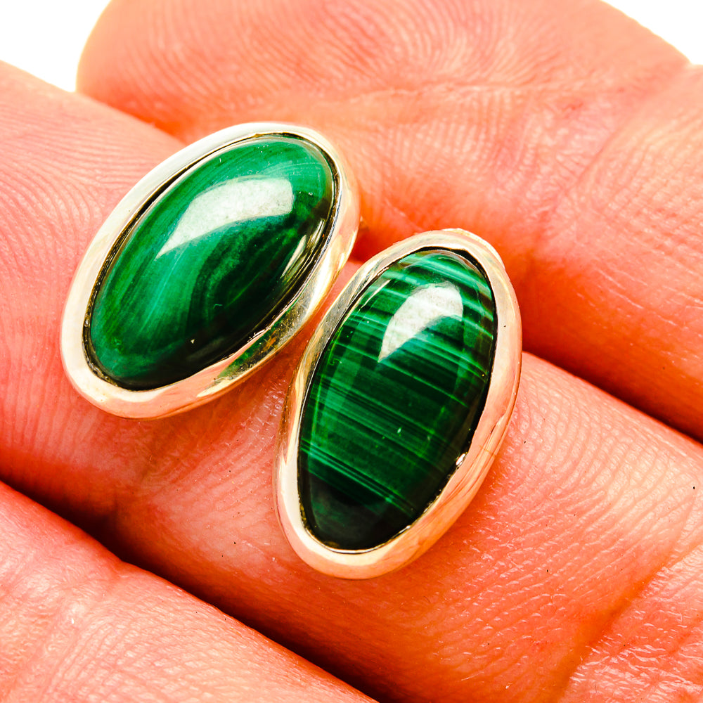 Malachite Earrings handcrafted by Ana Silver Co - EARR416274