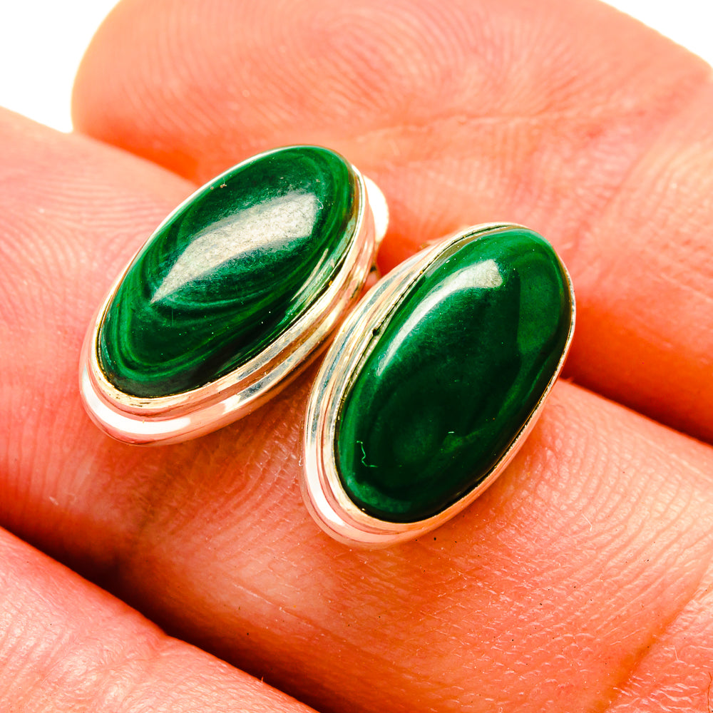 Malachite Earrings handcrafted by Ana Silver Co - EARR416285