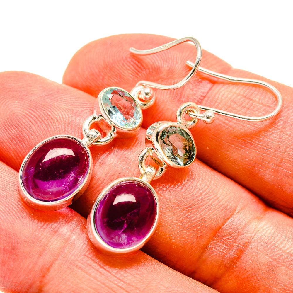 Amethyst, Blue Topaz Earrings handcrafted by Ana Silver Co - EARR416300