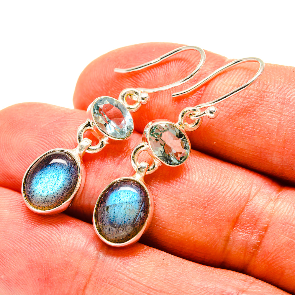 Labradorite, Blue Topaz Earrings handcrafted by Ana Silver Co - EARR416301