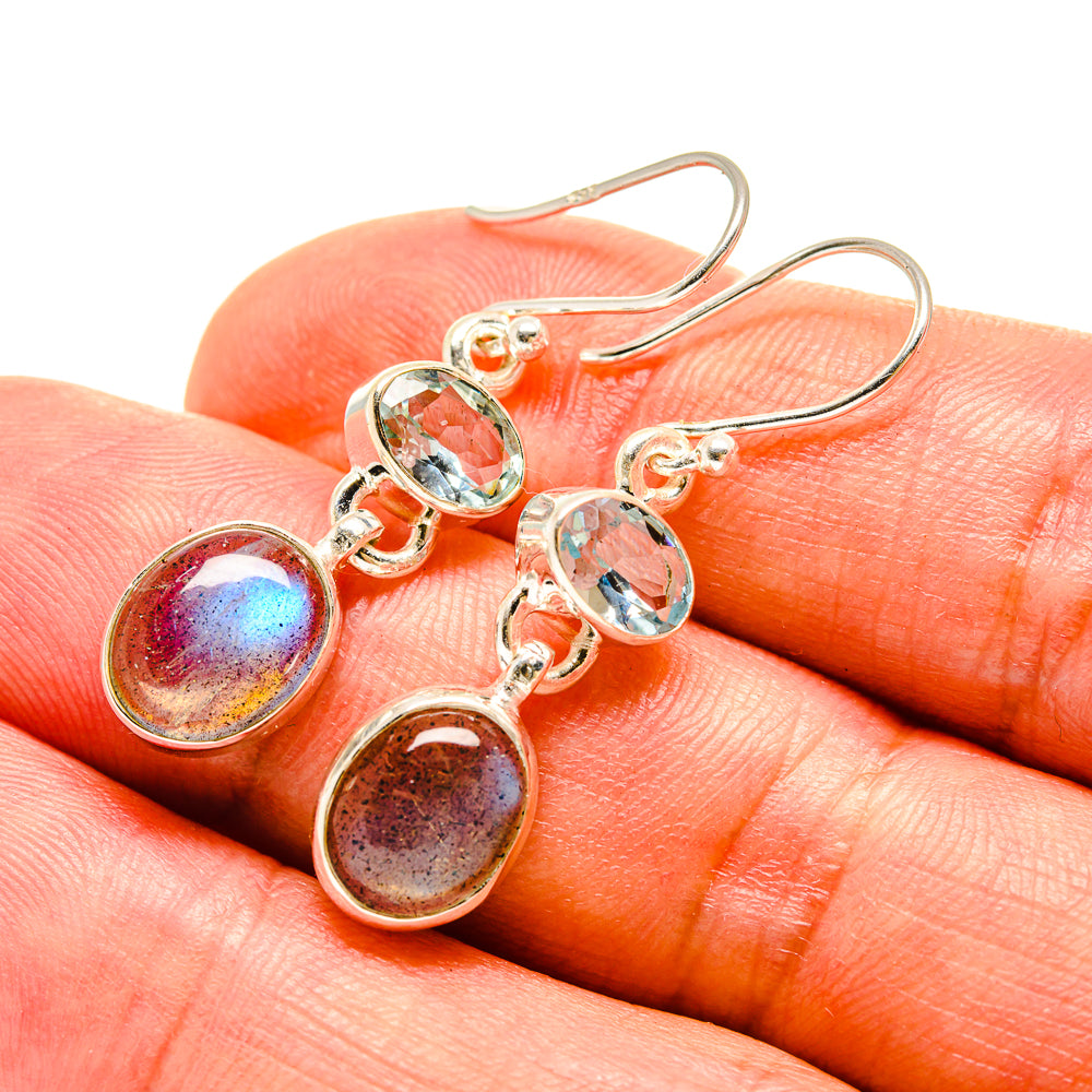 Labradorite, Blue Topaz Earrings handcrafted by Ana Silver Co - EARR416304