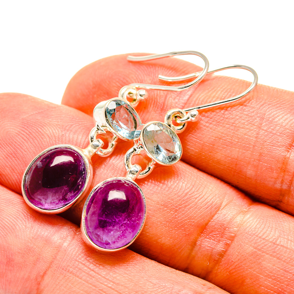 Amethyst, Blue Topaz Earrings handcrafted by Ana Silver Co - EARR416305
