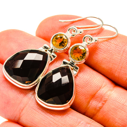 Smoky Quartz, Citrine Earrings handcrafted by Ana Silver Co - EARR416306