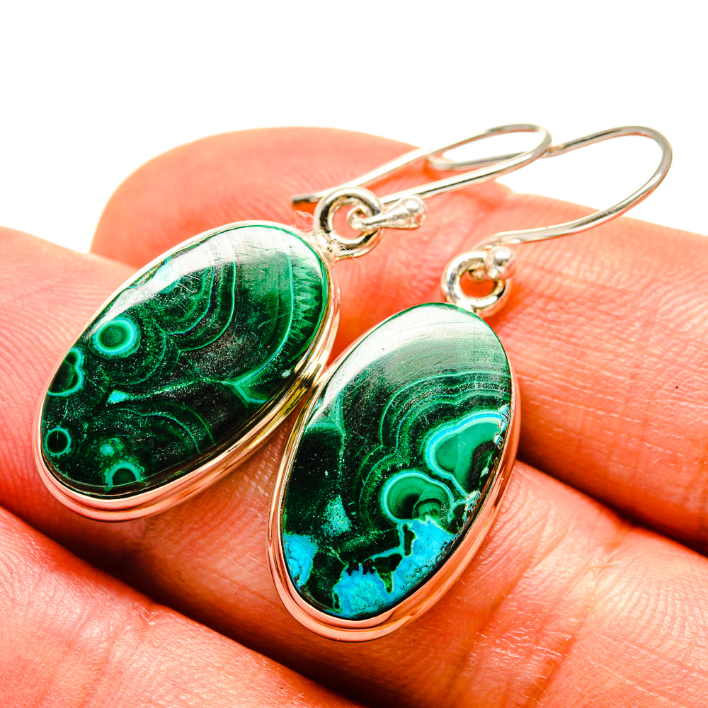Malachite In Chrysocolla Earrings handcrafted by Ana Silver Co - EARR416309