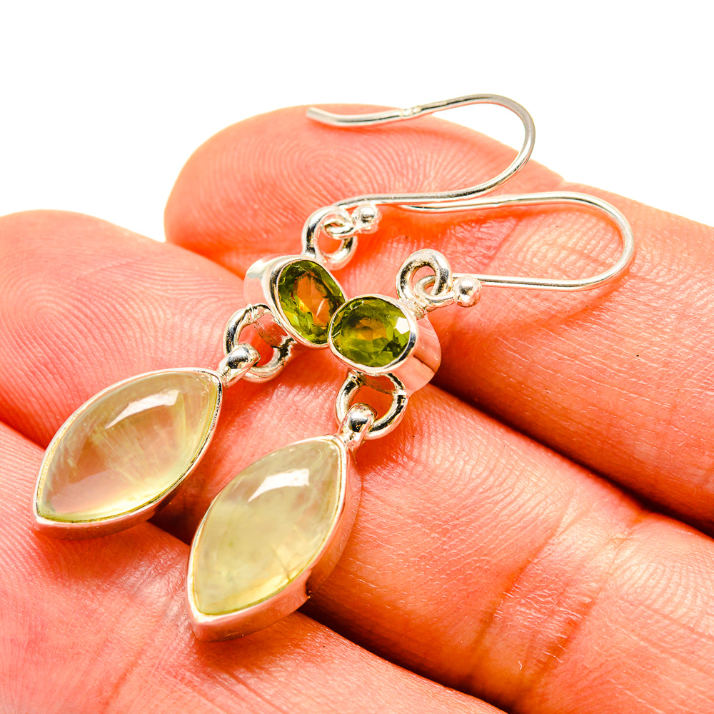 Prehnite, Peridot Earrings handcrafted by Ana Silver Co - EARR416310