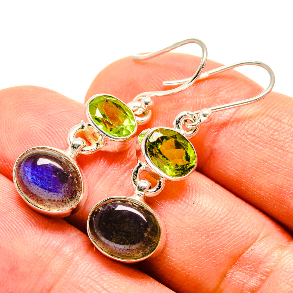 Labradorite, Peridot Earrings handcrafted by Ana Silver Co - EARR416317