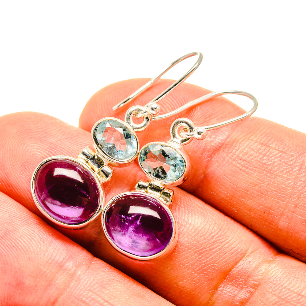Amethyst, Blue Topaz Earrings handcrafted by Ana Silver Co - EARR416319