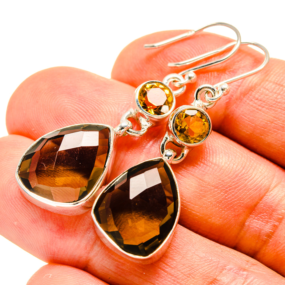 Smoky Quartz, Citrine Earrings handcrafted by Ana Silver Co - EARR416325