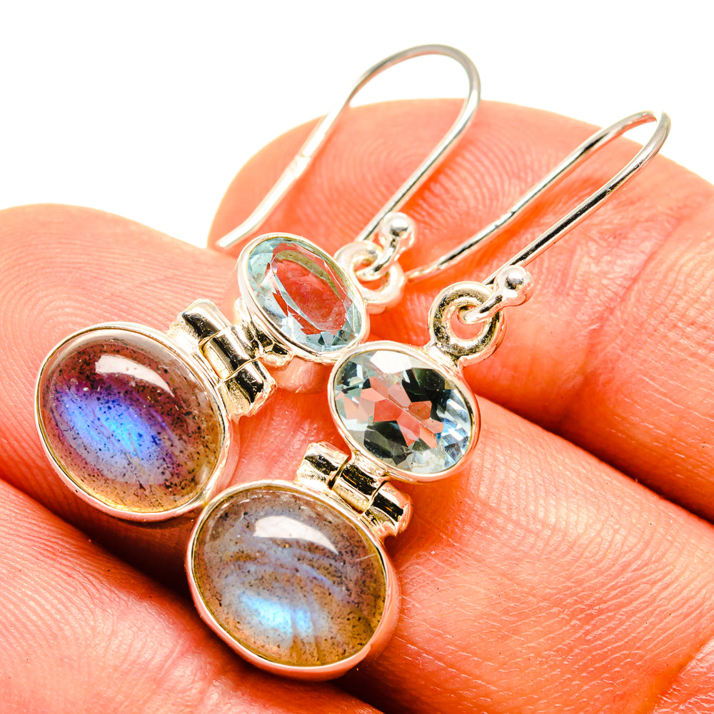 Labradorite, Blue Topaz Earrings handcrafted by Ana Silver Co - EARR416326