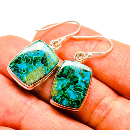 Malachite In Chrysocolla Earrings handcrafted by Ana Silver Co - EARR416328