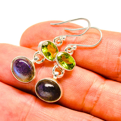 Labradorite, Peridot Earrings handcrafted by Ana Silver Co - EARR416329