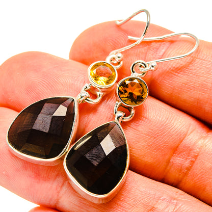 Smoky Quartz, Citrine Earrings handcrafted by Ana Silver Co - EARR416330