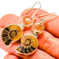 Ammonite Fossil, Rutilated Quartz Earrings handcrafted by Ana Silver Co - EARR416333