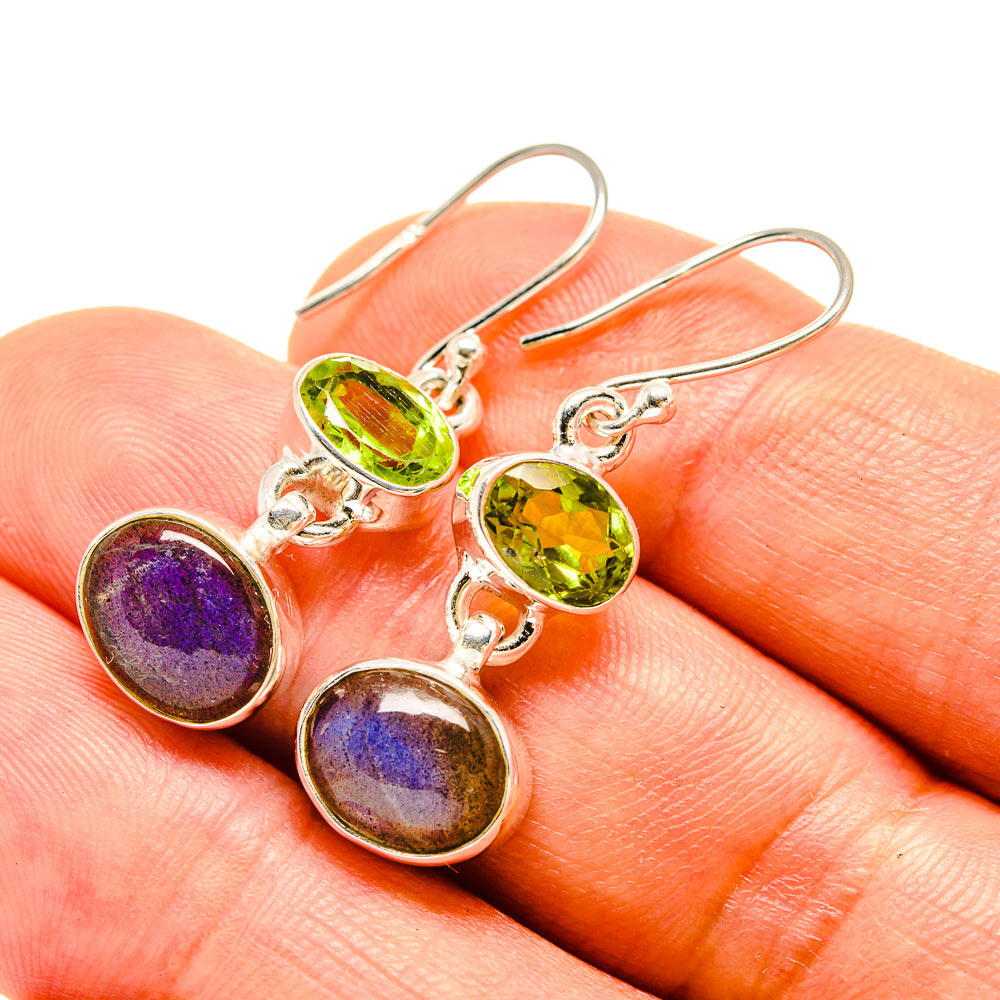 Labradorite, Peridot Earrings handcrafted by Ana Silver Co - EARR416335