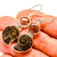 Ammonite Fossil, Rutilated Quartz Earrings handcrafted by Ana Silver Co - EARR416337