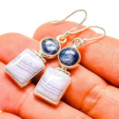 Blue Lace Agate, Kyanite Earrings handcrafted by Ana Silver Co - EARR416341