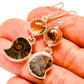 Ammonite Fossil, Rutilated Quartz Earrings handcrafted by Ana Silver Co - EARR416347