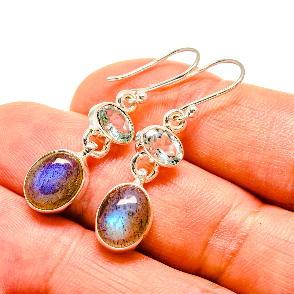 Labradorite, Blue Topaz Earrings handcrafted by Ana Silver Co - EARR416350