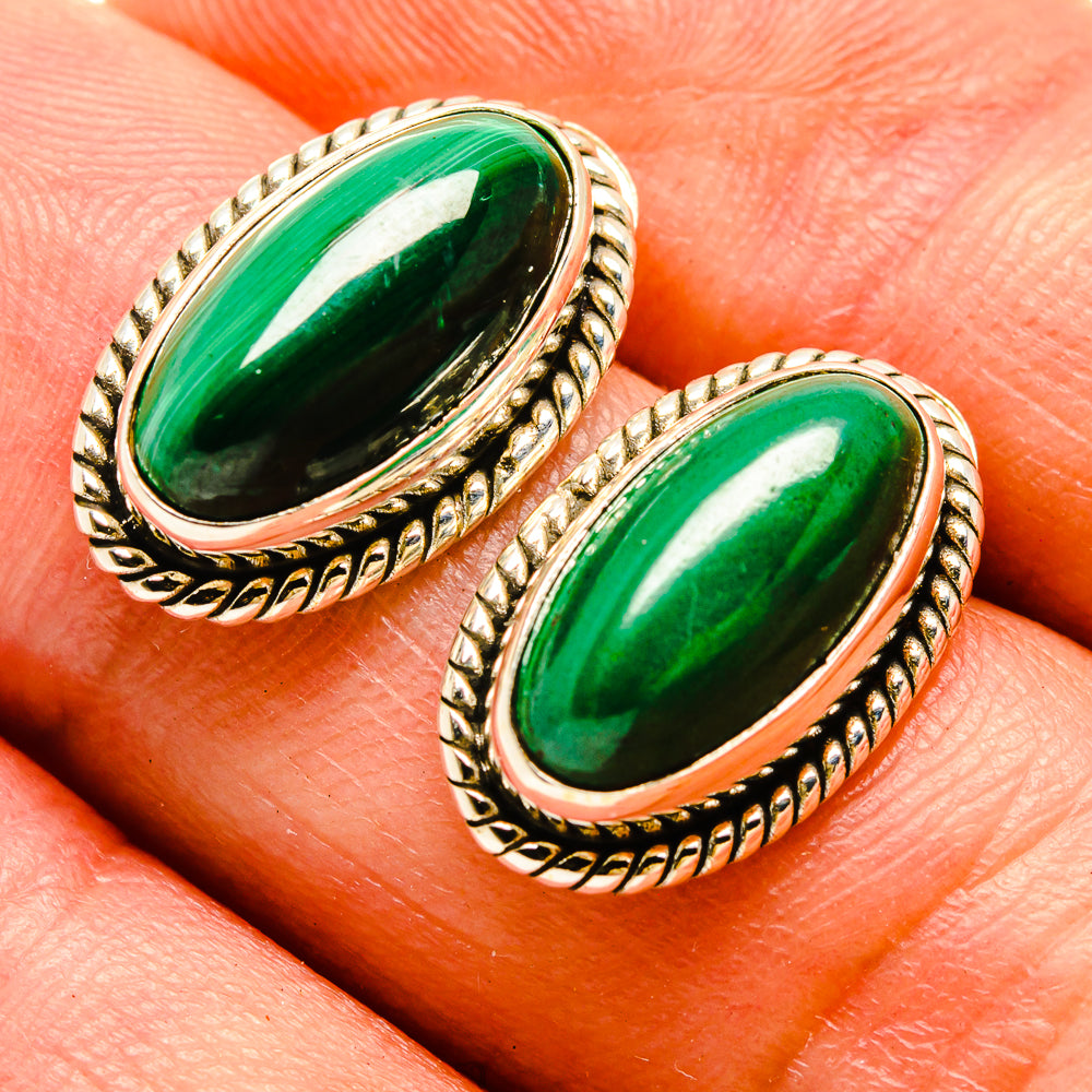 Malachite Earrings handcrafted by Ana Silver Co - EARR416368
