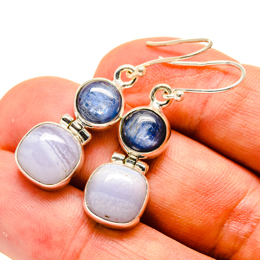 Blue Lace Agate Earrings handcrafted by Ana Silver Co - EARR416380