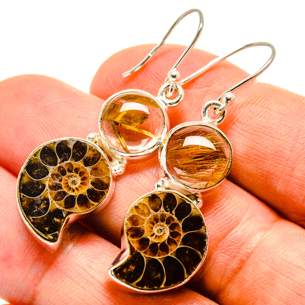 Ammonite Fossil Earrings handcrafted by Ana Silver Co - EARR416389